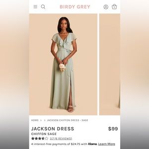 Birdy Grey Sage Jackson dress BRAND NEW